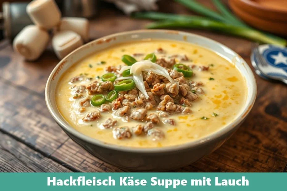 Hackfleisch Käse Suppe mit Lauch